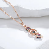 14K Rolled Gold Drop Necklace Unusual Colourful AAA Zircon Crystal Fashion Long Necklace