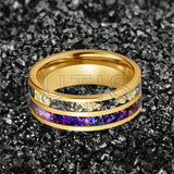 Orion Nebula and Meteorite Gold Foil Inlay 8MM Tungsten Carbide Rings