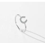 Fashion U Shape Hollow out Hoop AAAA Lab Created Diamond 925 Silver Ring