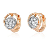 Cute Rolled Rose Gold of 14-Karat Purity AAA Zircon Diamonds Paved Stud Earrings For Women