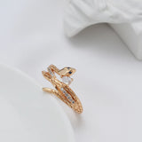 Exquisite Snake Design Filled 14K Rose Gold Women's Rings with AAA Zircon Diamonds - Vintage Party Jewellery