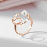 14K Rolled Gold Pearl Round Luxury Ethnic Daily Fine Rings For Women - Fine Jewellery