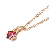 Trendy Flower Design Filled 14K Rose Gold Square Garnet Red AAA Zircon Crystals Necklace - Fine Jewellery