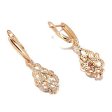 Luxury Natural Zircon 14K Rose Gold Filled Long Dangle Fashion Earrings - High Quality Jewellery