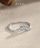 Delicate Chevron Silver AAAA Lab Created Diamond V-Shaped Water Droplet Ring