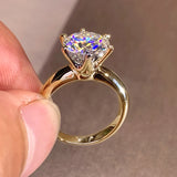 1Ct - 3Ct Diamond Solitaire Silver Yellow GP VVS1 D Colour Moissanite Diamond Ring