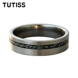 Black Meteorite Offset groove Brushed Finish 6/8mm Tungsten Carbide Couple Rings
