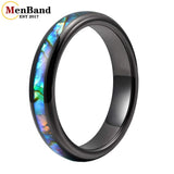 Multicolor Abalone Shell Inlay Domed Polished 4/6/8MM Men Women Tungsten Rings
