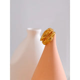 18K Gold Plated Stainless Steel Metal Hammer Snake Twisted Ring Statement Jewellery