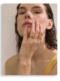 18K Gold Plated Delicate Stainless Steel AAA Zirconia Diamonds Layered Hollow Geometric Ring