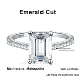 1CT 2CT Emerald,Radiant Cut VVS1 D Colour Moissanite Diamond Silver Engagement Rings