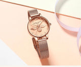 Elegant Luxury 3D Engraved Bee Dial Ladies Watch Rose Gold Plated 31mm Classic Casual Dress Watch with Bracelet Set