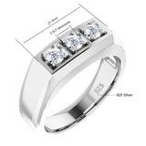 Designer Luxury Heavy 3 Stone VVS1 D Colour Moissanite Diamonds Ring For Men And Women Silver Certified  Jewellery