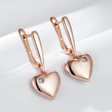 14K Rolled Gold Luxury Heart AAA Zircon Diamonds Drop Fine Jewellery Earrings for Women