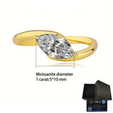 Amazing 1 Carat Marquise-shaped Moissanite Diamond Ring Sparkles and is a Gorgeous 925 Silver Fine Jewellery