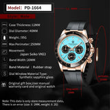 Famous Brand Sky Blue Dial Classics Sapphire Retro Chronograph Stainless Steel Waterproof Men Quartz Watches