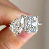 New Design 2-5 Carat Pear and Emerald Cut VVS1 D Colour Moissanite Diamonds Ring
