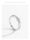 Pleasing Geometric Crossed Line AAAA Lab Created Diamonds 925 Silver Ring