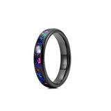 New Arrival Galaxy Multi-Faceted Edge Blue Opal Inlay Tungsten Carbide Ring Mens Women Wedding Rings - The Jewellery Supermarket