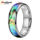 Multicolor Abalone Shell Inlay Domed Polished 4/6/8MM Men Women Tungsten Rings