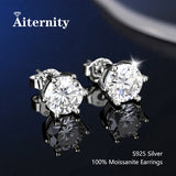 Classic D Colour VVS1 Moissanite Diamonds Stud Silver Earrings or Men and Women