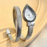 New Snake-Shaped Water Drop Headed Stainless Steel Strap Elegant Quartz Watch