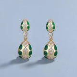 Classic 925 Silver Plated Drop Shaped Fashion Hand-crafted Enamel Earrings