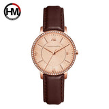 New Elegant Luxury Zircon Diamonds Quartz Movement 34mm Stainless Steel Mesh Leather Strap Casual Fashion Wristwatch