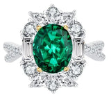 Awesome Design 4 Ct Lab Created Emerald Rings inlaid with High Quality AAAAA High Carbon Diamonds Fine Jewellery