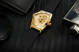 High Range Automatic Mechanical Watches Luminous Luxury Tourbillon Gold Rubber Strap Triangle Skeleton Wristwatches