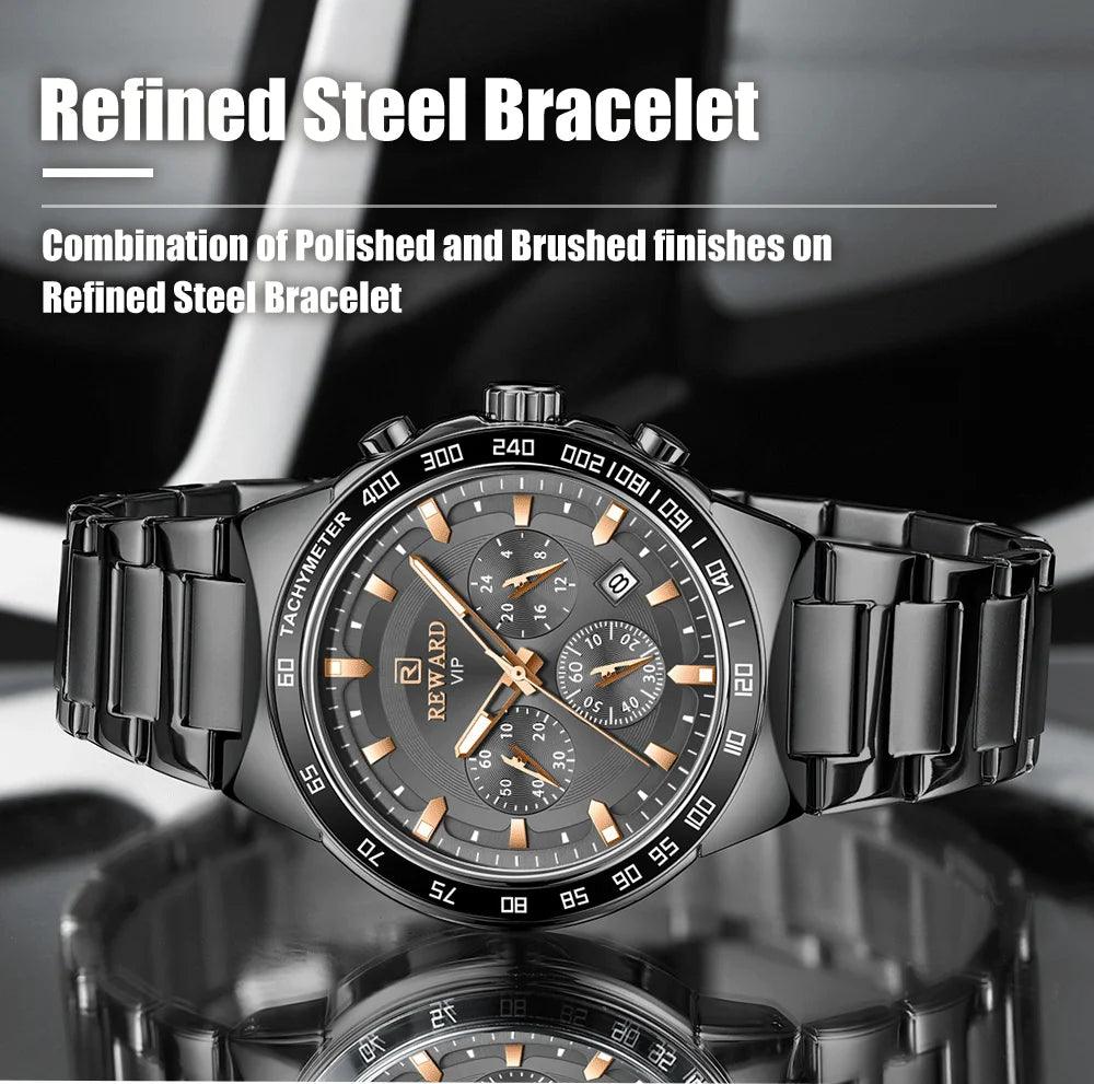 Top Brand Stainless Steel Quartz Analog Waterproof Luminous Date Wrist Watch - Luxury Casual Watches for Men - The Jewellery Supermarket