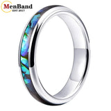 Multicolor Abalone Shell Inlay Domed Polished 4/6/8MM Men Women Tungsten Rings