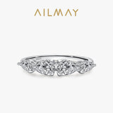 Luxury Water Drop Shape Emerald Cut Clear AAAA Lab Created Diamond Silver Rings