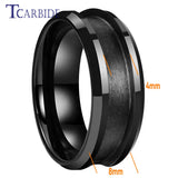Groove Beveled Polished Finish 4/6/8mm Tungsten Carbide Engagement Rings