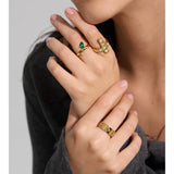 18k Gold Plated New Fashion Stainless Steel Beads Scrollable Elegant Ring