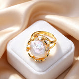 Luxury Beaded Design Freshwater Big Baroque Pearl Silver Gold Colour Cocktail Rings