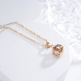 Sparkling Rolled 14K Rose Gold AAA Zircon Damond Round Pendant Necklace For Women - Trendy New Jewellery