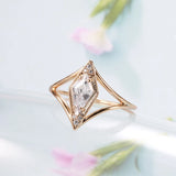 Amazing Rhombus Design Rolled Rose Gold of 14-Karat Purity AAA Zircon Diamond Ring - Fashion Fine Jewellery