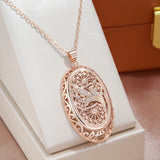 14K Gold Filled Vitality Plant Retro Texture Big Charm Pendant Necklaces for Women