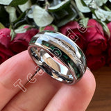 Bright Meteorite and Malachite Inlay 8MM Tungsten Carbide Wedding Men Women Ring