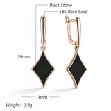 14 Karat Rolled Gold Vintage Black Stone Dangle Earrings High Quality Daily Fine Jewellery