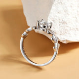 Fabulous Real 1ct Moissanite Diamond Leaf Rings S925 Silver 18k White Gold Colour Wedding Fine Jewellery With GRA