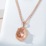 14K Rolled Ethnic Gold Big Oval Champagne Colour AAA Zircon Crystal High Quality Necklace