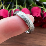 Multi-Faceted Hammered Brushed Finish 4/6/8MM Men Women Tungsten Wedding Rings