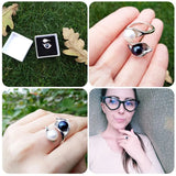 Excellent White/Black/Pink/Purple Natural Double Pearl Silver 925 Rings