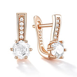14K Rolled Gold AAA Zircon Diamonds Drop Earrings High Quality Wedding Jewellery