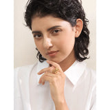 18K Gold Plated High Quality Stainless Steel Metal Layered Round Beads Charming Ring