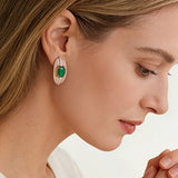 14 Karat Gold Filled Luxury Green and White AAA Zircon Crystals Drop Earrings