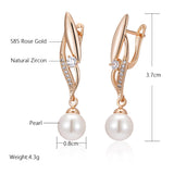 14K Rolled Gold Pearl Vintage AAA Zircon Diamonds Micro Wax Setting Earrings For Women
