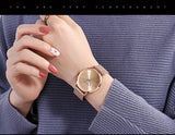 New Simple Elegant Rose Gold Tone Stainless Steel Women Bracelet Watch - Quartz Movement Steel Mesh Watches